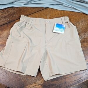 Willit Black Stretch Nylon Cargo Hiking Shorts - Women's Size L Khaki